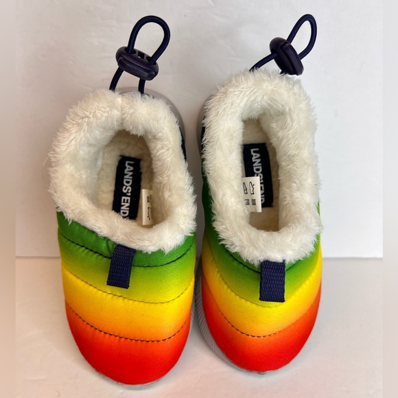 Lands End Toddler Faux Fur Lined Slip On Booties Size 8M Multi Colored NWOT - Picture 7 of 9